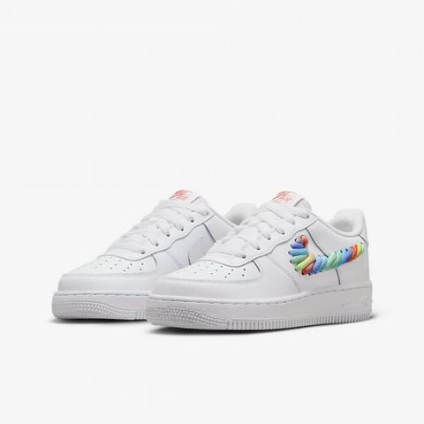 NIKE 耐吉 AF1 AIR FORCE 1 LV8 1 GS 休閒鞋 女 大童 休閒鞋 彩虹 白 FQ4948-100