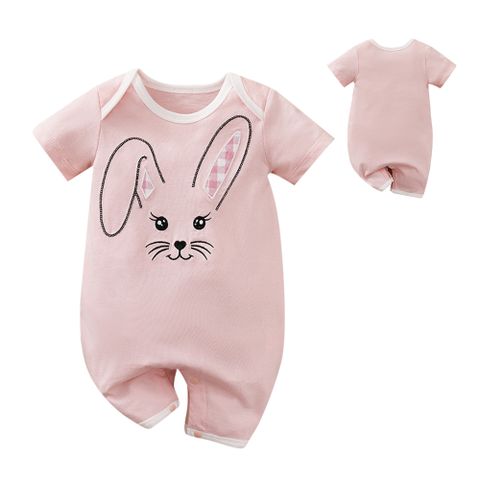 【Mesenfants】寶寶短袖包屁衣 嬰兒連身衣 新生兒兔子造型服