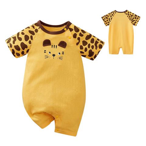 【Mesenfants】寶寶短袖包屁衣 嬰兒連身衣 新生兒小貓造型服