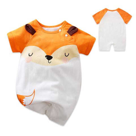 【Mesenfants】寶寶短袖包屁衣 嬰兒連身衣 新生兒狐狸造型服
