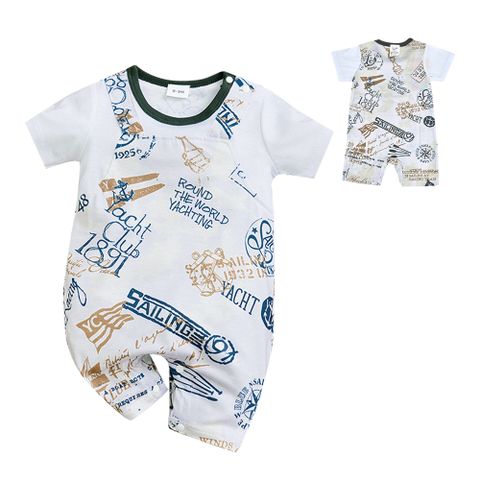 【Mesenfants】寶寶短袖包屁衣 嬰兒連身衣 新生兒海洋航行造型服