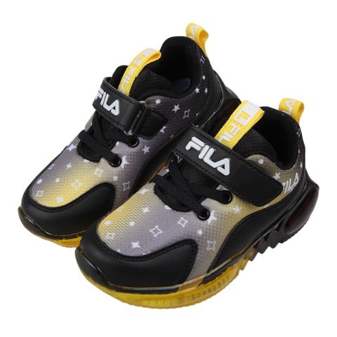 《布布童鞋》FILA星星幾何圖案漸層黑黃兒童電燈運動鞋(16~20公分) [ P3E51XD ]