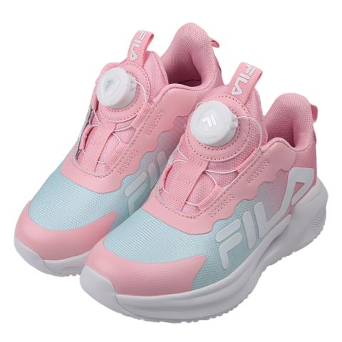 《布布童鞋》FILA旋鈕鞋帶粉色兒童輕量慢跑運動鞋(19~24公分) [ P3T08XG ]