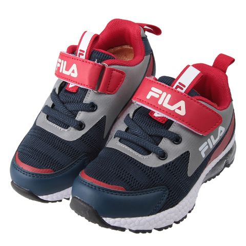 《布布童鞋》FILA反光系列康特杯藍紅色兒童氣墊機能運動鞋(16~22公分) [ P3Z321B ]