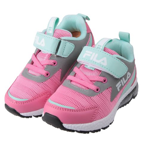 《布布童鞋》FILA反光系列康特杯粉綠色兒童氣墊機能運動鞋(16~22公分) [ P3Y531G ]