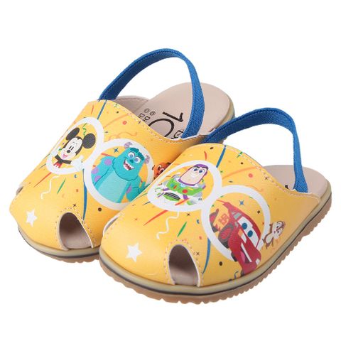 《布布童鞋》Disney迪士尼100週年紀念黃色護趾鬆緊帶寶寶拖鞋(13~15公分) [ D3X408K ]