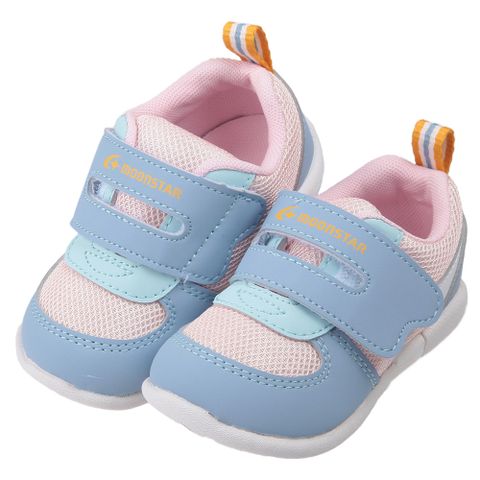 《布布童鞋》Moonstar日本藍粉色3E寬楦寶寶機能學步鞋(12.5~14.5公分) [ I3P869G ]