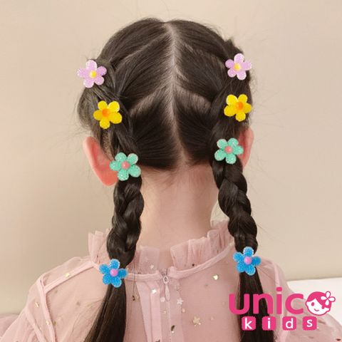 UNICO 兒童糖果色小花俏皮盒裝髮圈/髮繩-8入