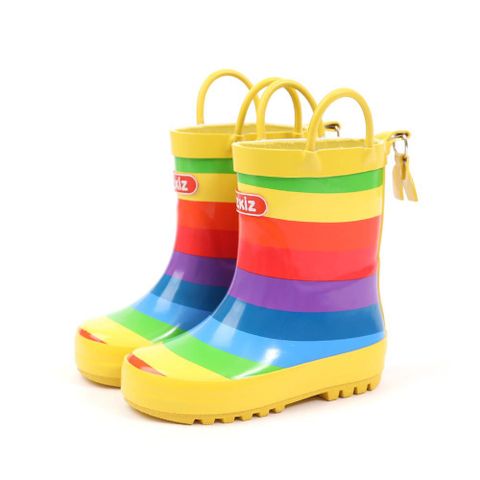 韓國 OZKIZ-兒童橡膠防滑刻紋雨鞋-彩虹