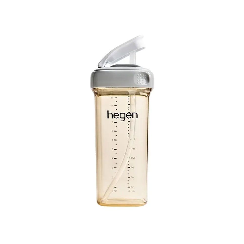 Hegen  PCTO 輕飲時光PPSU方圓型寬口吸管杯2.0 330ml-霧灰