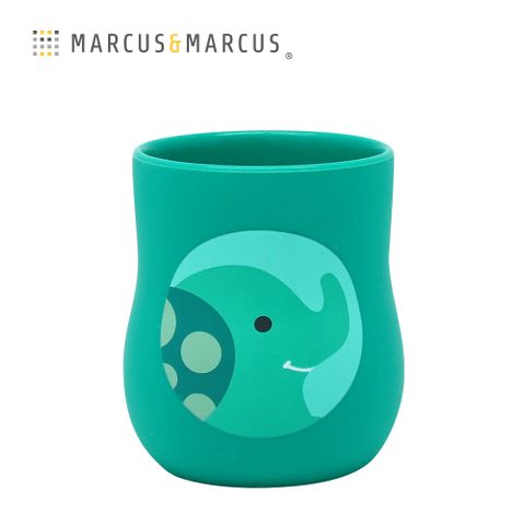 MARCUS & MARCUS MARCUSMARCUS　動物樂園2合1矽膠訓練杯-大象(綠)是水杯也可當作刷牙輔助漱口牙杯