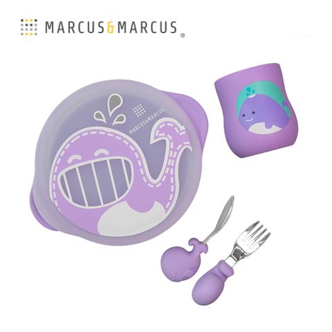 MARCUS＆MARCUS　動物樂園用餐訓練學習禮盒組-紫鯨魚