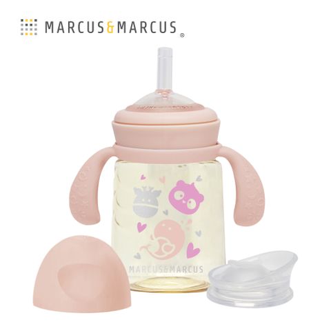 MARCUS & MARCUS MARCUSMARCUS　PPSU 2合1訓練水杯套組180ml-粉陪伴寶寶從奶瓶轉換到吸管杯再到水杯的過渡期