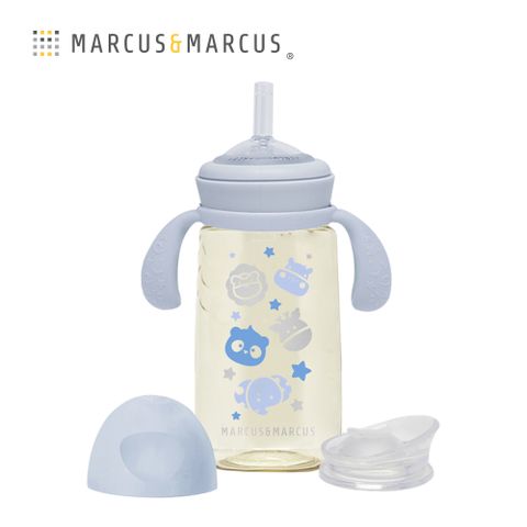 MARCUS & MARCUS MARCUSMARCUS　PPSU 2合1訓練水杯套組300ml-藍陪伴寶寶從奶瓶轉換到吸管杯再到水杯的過渡期