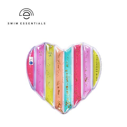 Swim Essentials 荷蘭 充氣造型氣墊床/浮板-閃亮愛心調色盤