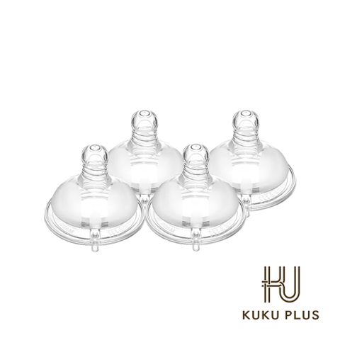 KU.KU 酷咕鴨 KUKU PLUS仿親餵寬口十字奶嘴4入(S/M/L/XL)