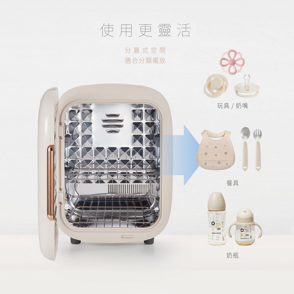 使用更靈活分層式空間適合分類擺放玩具 / 奶嘴AA 餐具奶瓶