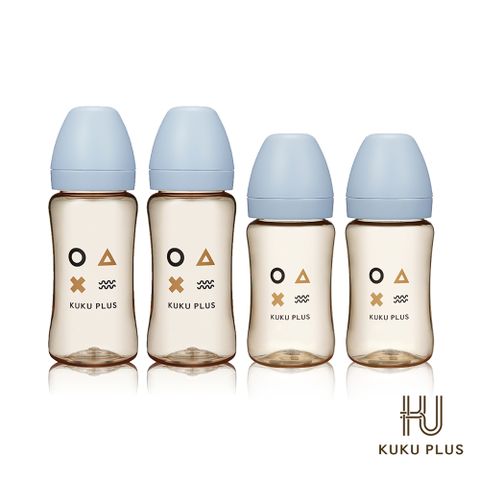 酷咕鴨KUKU PLUS純真之瞳寬口PPSU奶瓶組(2大2中)