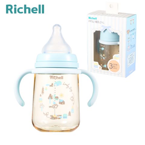 Richell 利其爾 HE初心系列-PPSU寬口雙握哺乳奶瓶 240mL 森之樂