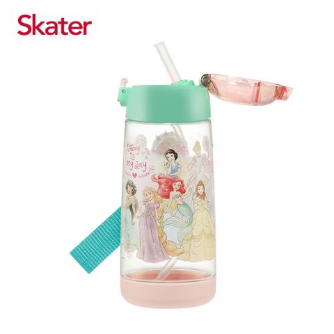 SKATER 透明吸管水壺(480ml)PET-迪士尼公主My Day