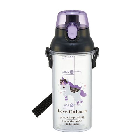 Skater 透明定量飲水壺 (480ml) LOVE獨角獸