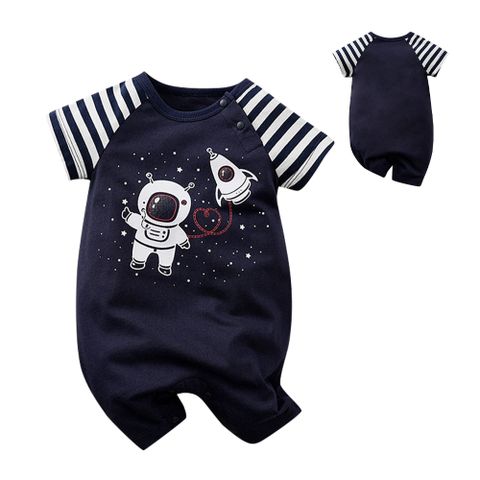 【Mesenfants】寶寶短袖包屁衣 嬰兒連身衣 新生兒宇航員造型服
