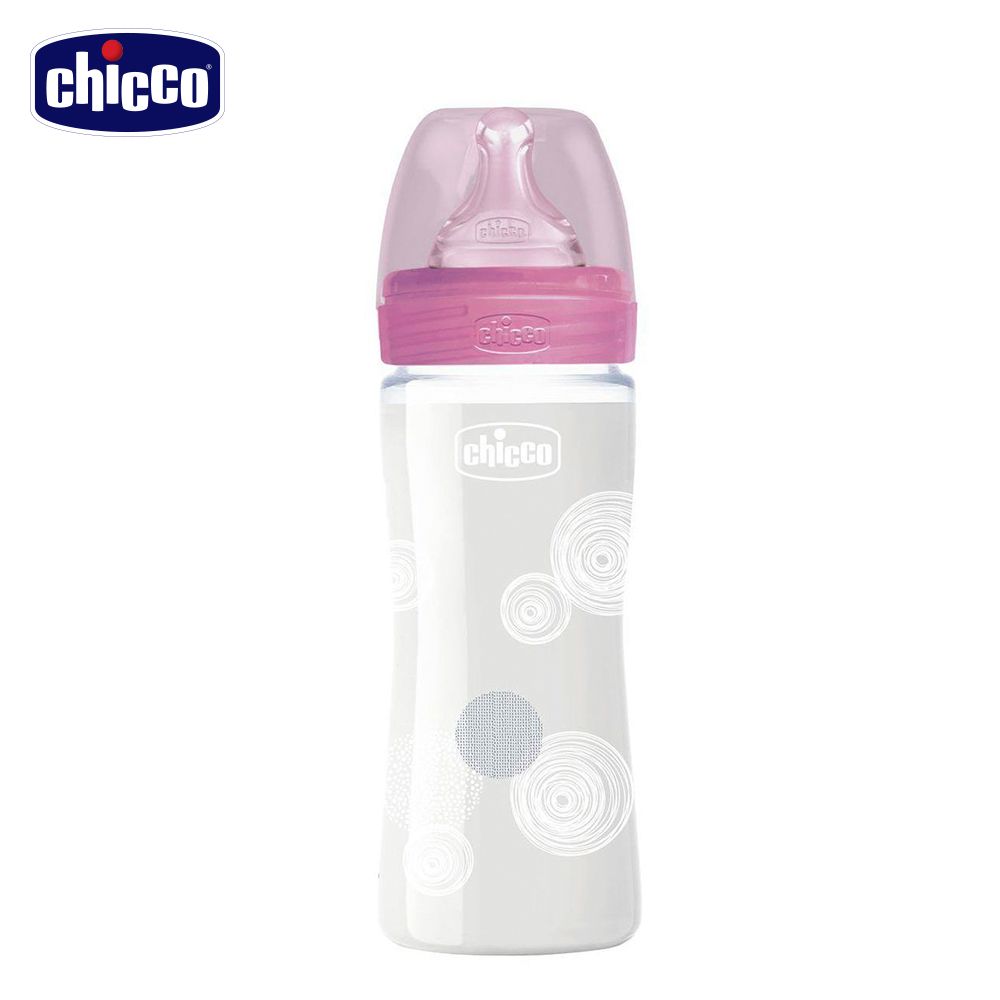 chicco 舒適哺乳-防脹氣玻璃奶瓶240ml(小單孔)-多色