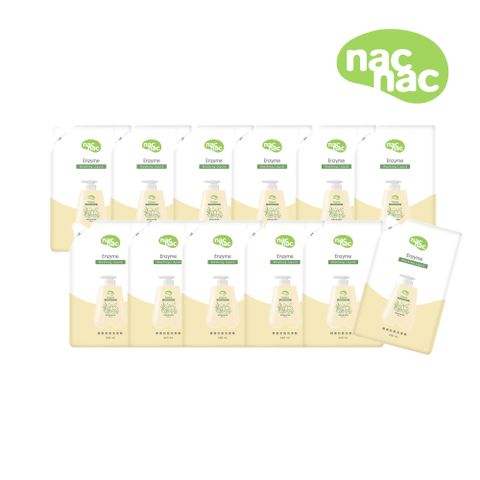 【nac nac】酵素奶瓶蔬果洗潔精補充包600mlx12包(奶瓶玩具清潔/蔬果清潔/箱購)