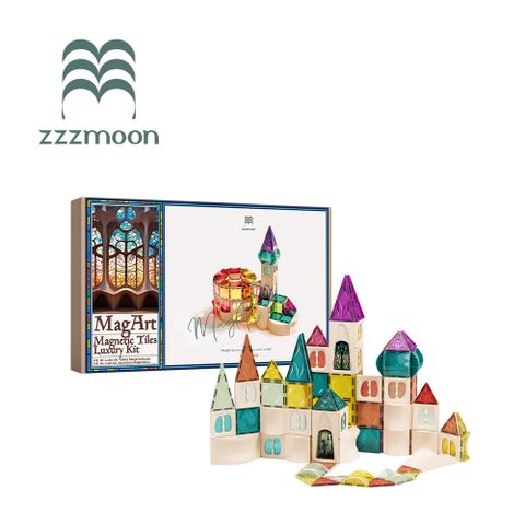 zzzMoon 彩窗設計彩虹磁力片積木 110片
