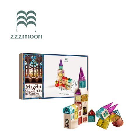 zzzMoon 彩窗設計彩虹磁力片積木 64片