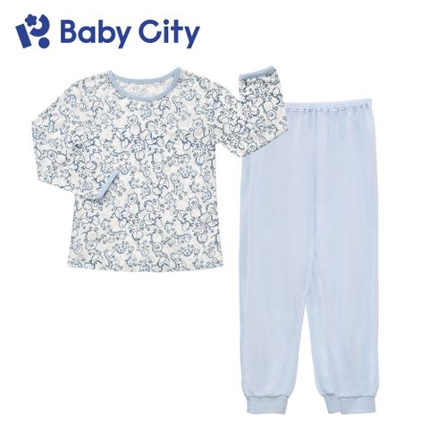 BabyCity 娃娃城 【Baby City 】天絲萊賽爾長袖套裝/塗鴉藍(110~140cm)