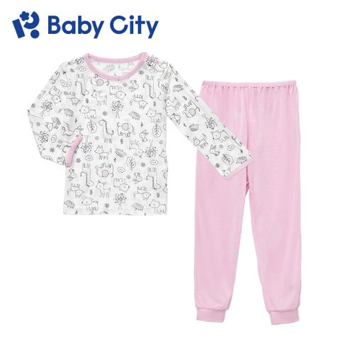 BabyCity 娃娃城 【Baby City 】天絲萊賽爾長袖肩開套裝/可愛粉(70~100cm)