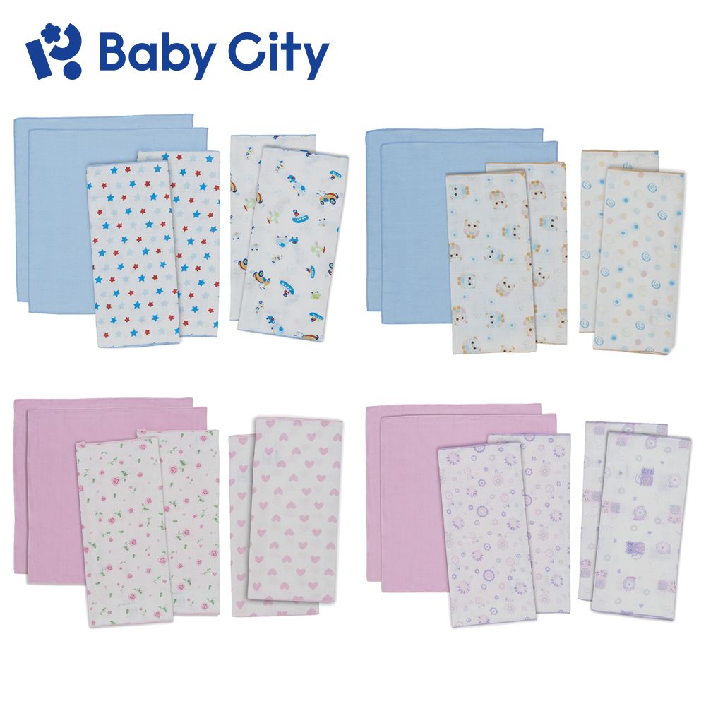 BabyCity 娃娃城 【Baby City 】超柔紗布手帕6入(4款)