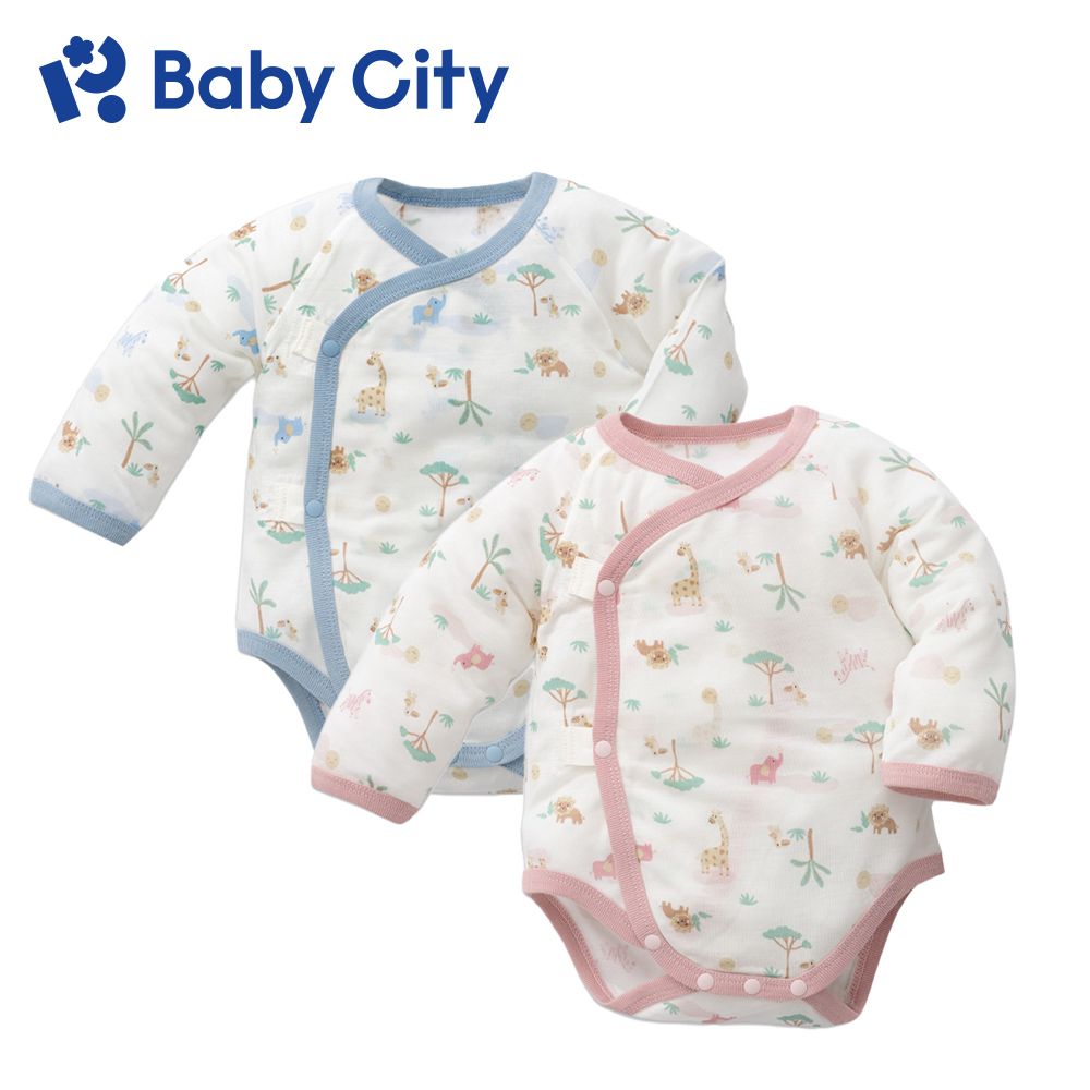 BabyCity 娃娃城 【Baby City 】天絲長袖初生連身衣-草原動物(2色)