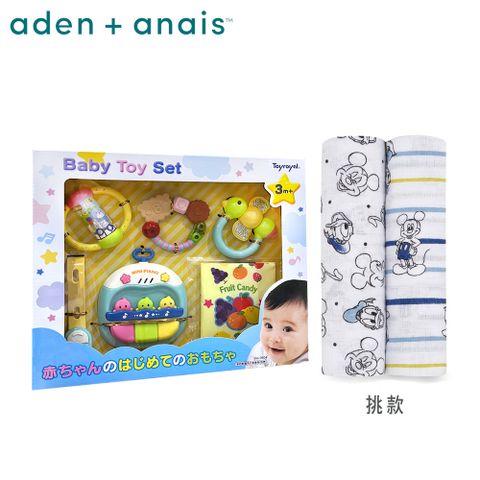 Aden & Anais 多功能包巾2入+Toyroyal寶寶玩具禮盒