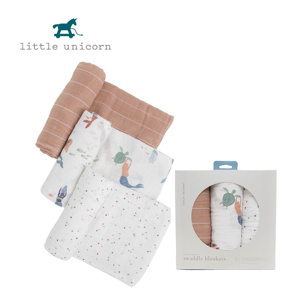  美國 Little Unicorn 純棉紗布巾三入組 美人魚