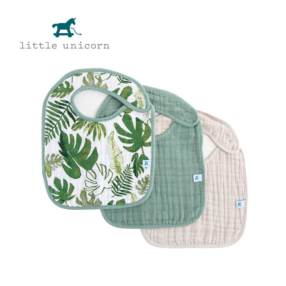  美國 Little Unicorn 純棉經典圍兜3入組 都會叢林