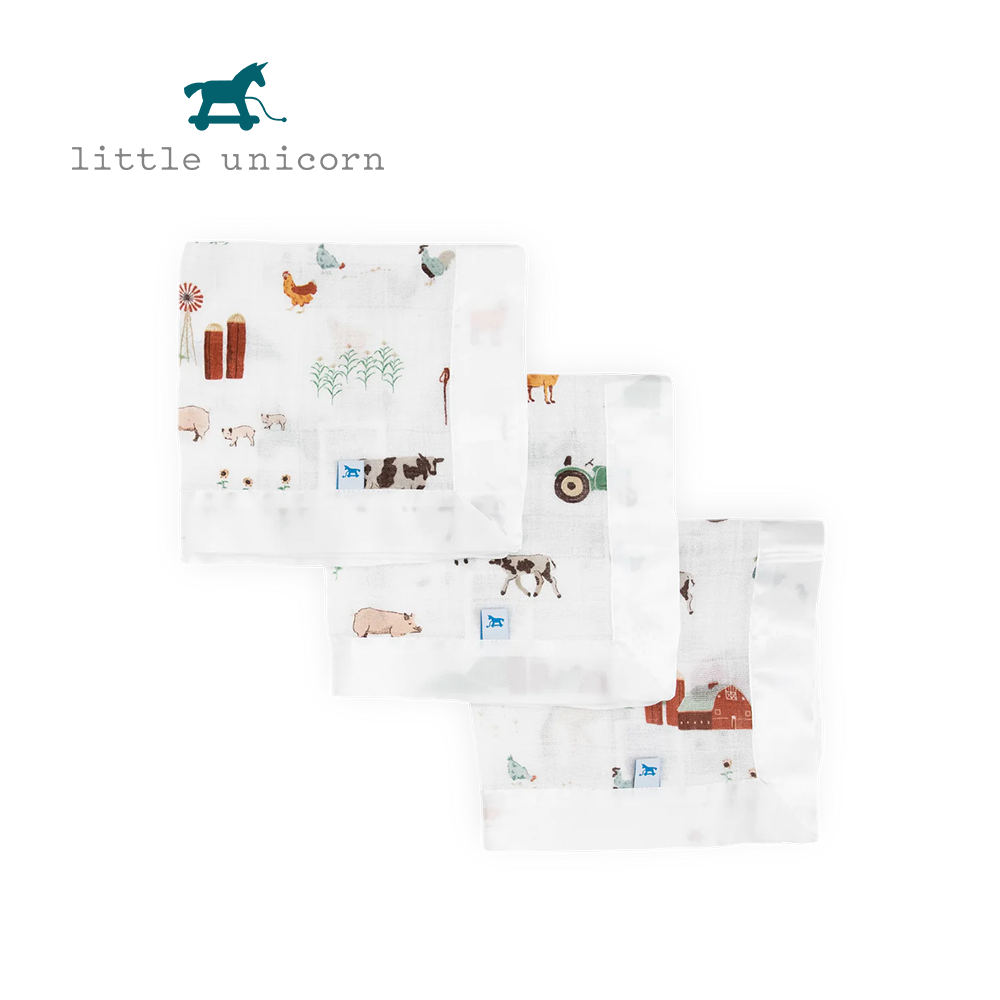  美國 Little Unicorn 純棉安撫巾3入組 農場生活