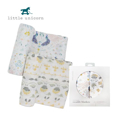 Little Unicorn 美國  竹纖維紗布巾二入組 夢幻孔雀