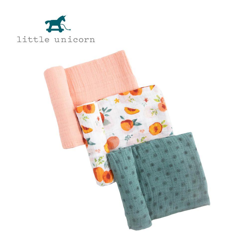 Little Unicorn 美國  純棉紗布巾三入組 夏日蜜桃