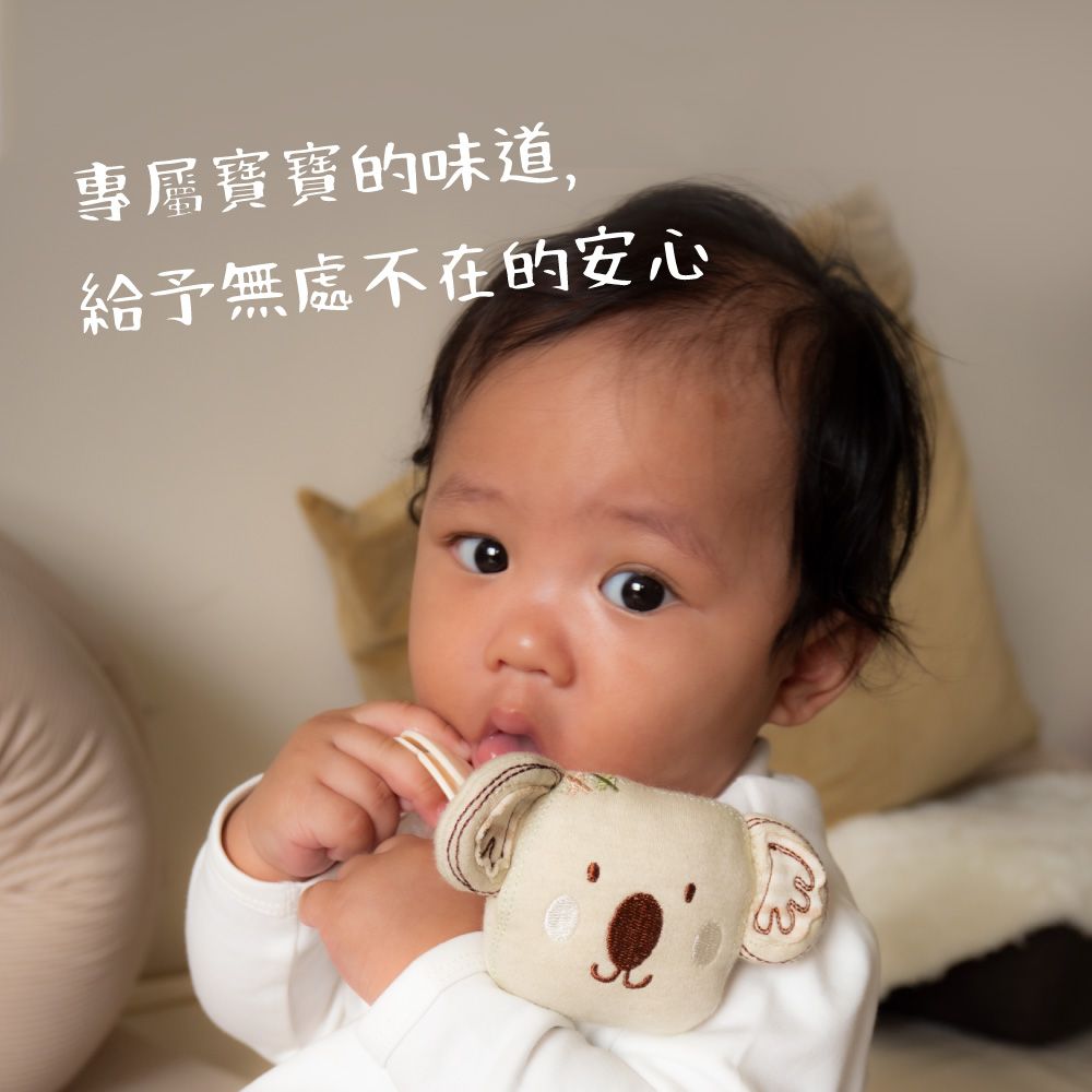 Gennies 奇妮 baa.haa系列-原棉無尾熊寶寶安撫巾(寶寶玩具 安撫玩偶 抓握練習 口水巾 新生兒)