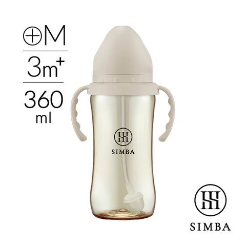 【小獅王辛巴】蘊蜜鉑金PPSU寬口吸管把手防脹氣奶瓶360ml-學飲適用