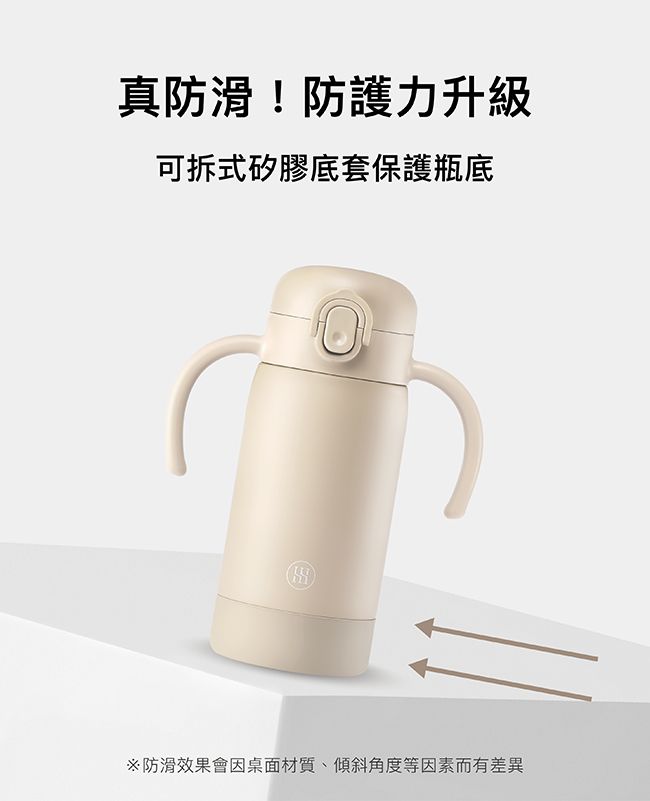 真防滑!防護力升級可拆式矽膠底套保護瓶底※防滑效果會因桌面材質、傾斜角度等因素而有差異