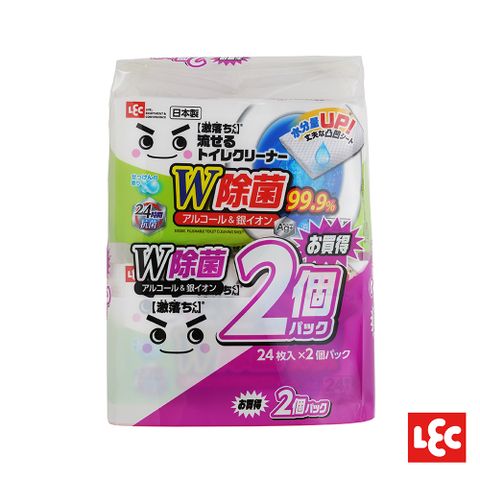 LEC 【激落君】日製廁所W除菌去污擦拭巾24枚2包入