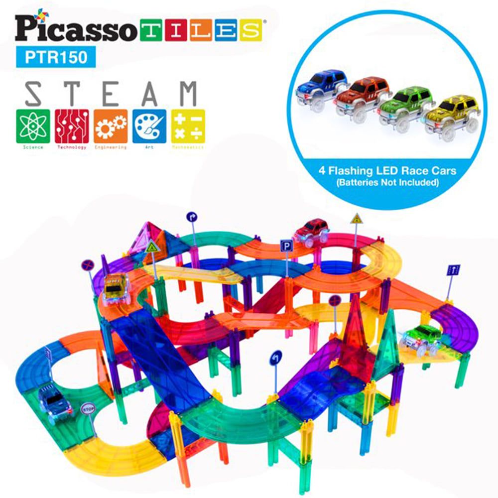 PicassoTiles 美國畢卡索 磁力積木-賽車軌道150PCS(PTR150