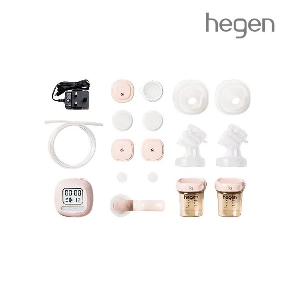 Hegen  電動擠乳完配組 - (電動擠乳器+奶嘴慢速 (兩入組)+環蓋組-霧灰)