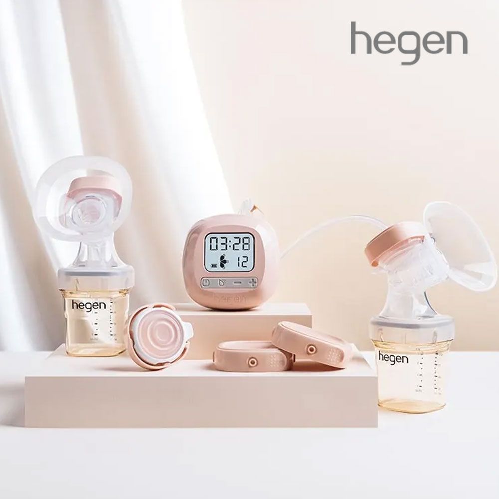 Hegen  電動擠乳完配組 - (電動擠乳器+奶嘴慢速 (兩入組)+環蓋組-霧灰)