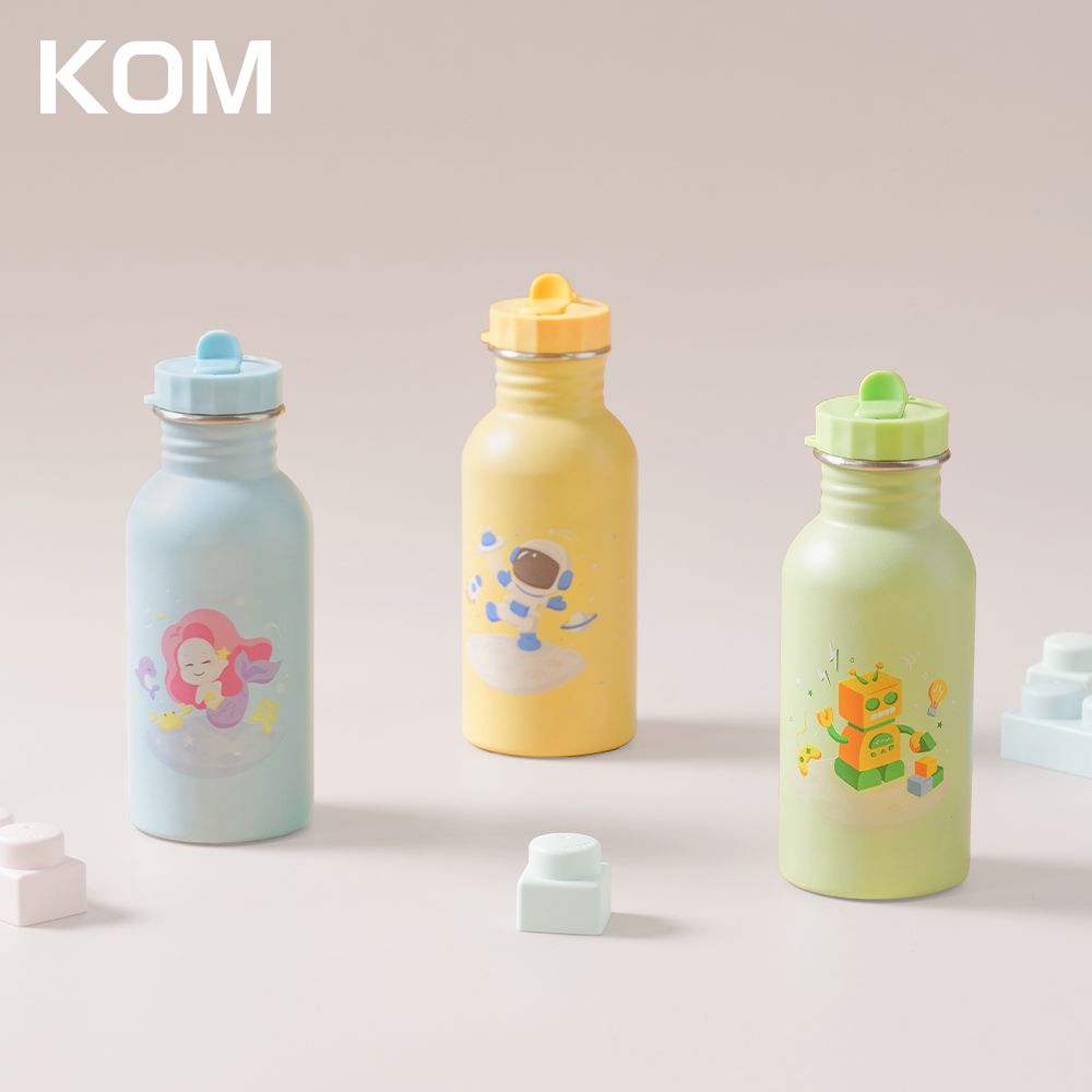 KOM 夢想系列兒童隨身水壺500ml-附吸管/掛繩/背帶