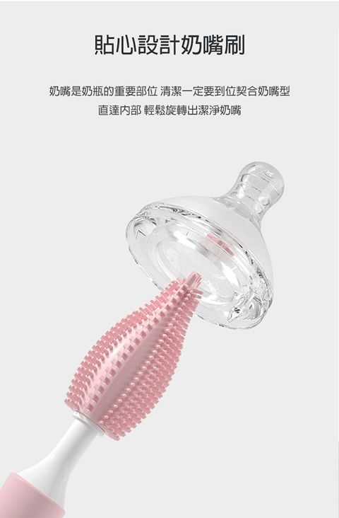 PS Mall 矽膠刷頭 嬰兒奶嘴清潔刷【J878】1入