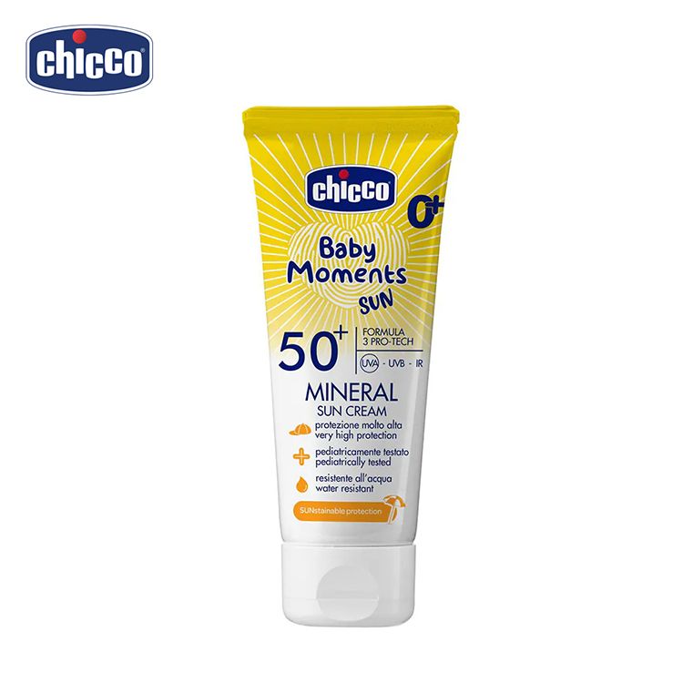 BabyMoments50SUNFORMULA3 PROTECH UVB - IRMINERALSUN CREAMprotezione molto altavery high pediatricamente pediatrically testedresistente allacquawater resistant protection